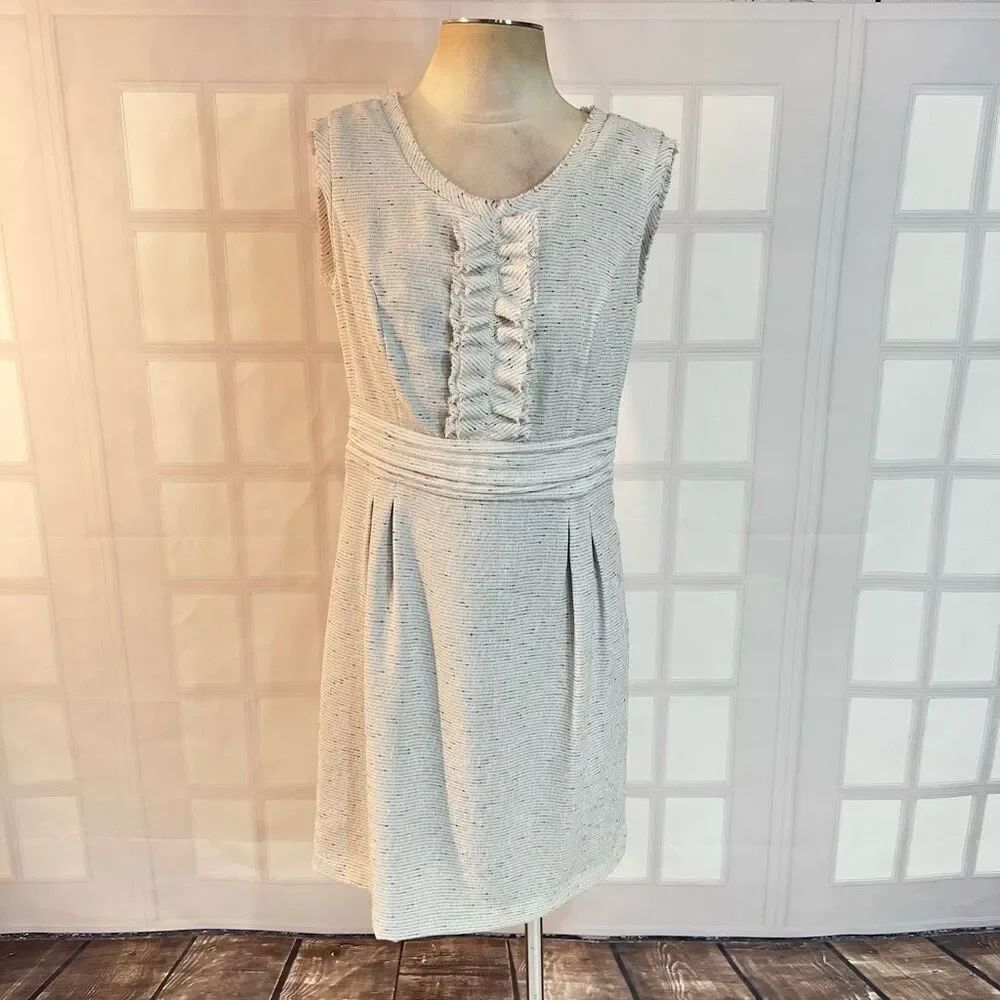The limited sleeveless ruffle front business professional sheath dress size 8